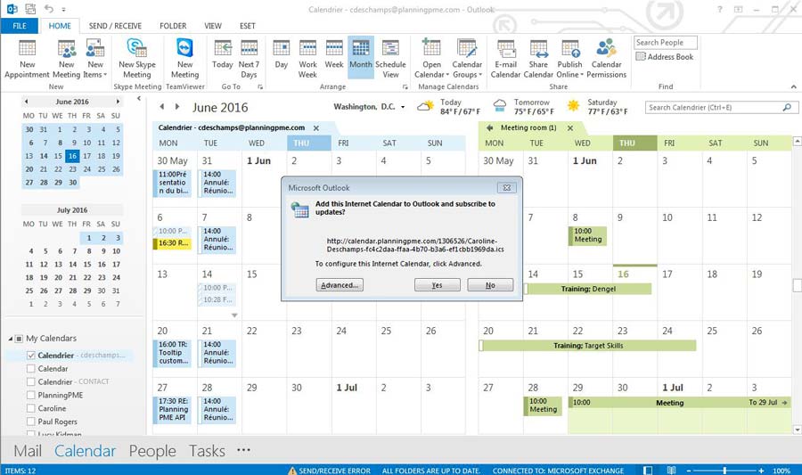 Partilhar um calendrio no Outlook