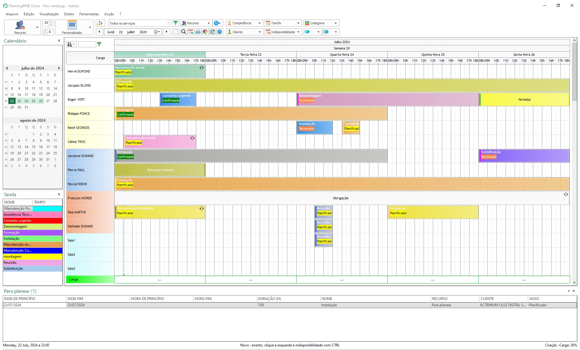 Plano de trabalho semanal