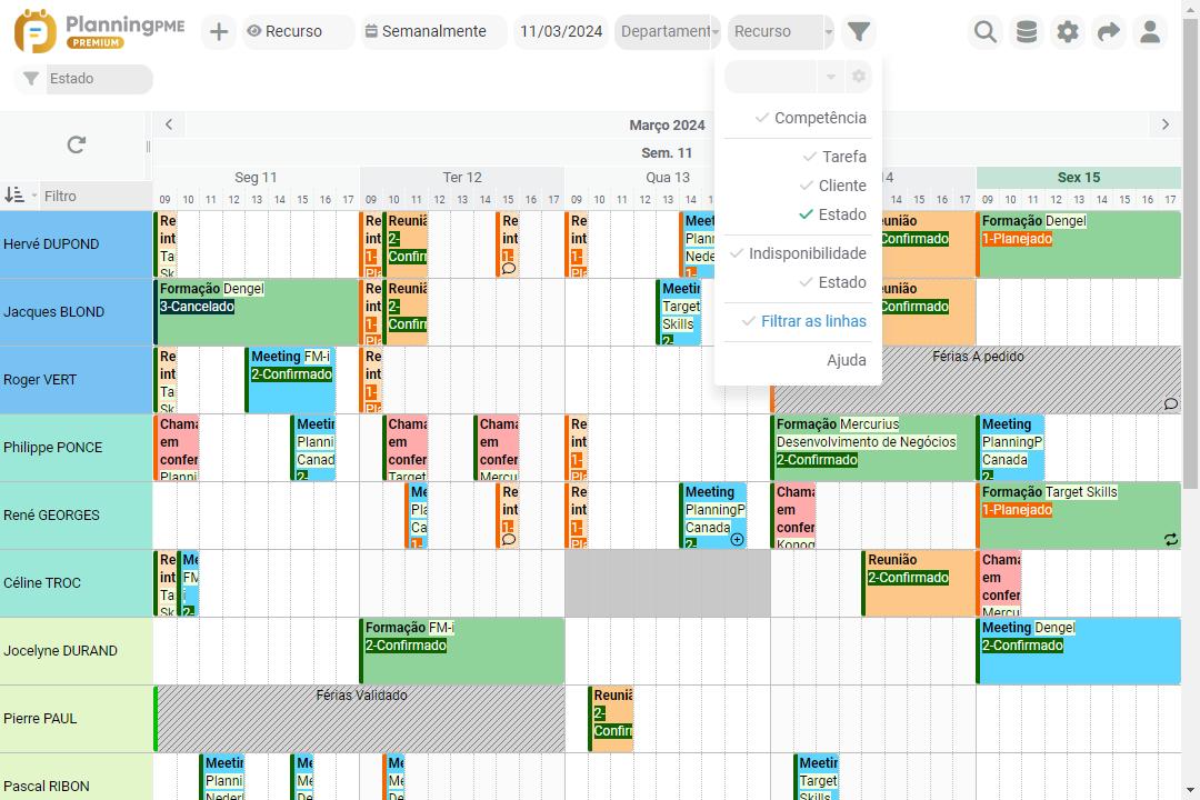 Filtros de agendamento