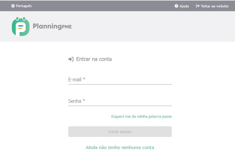 Aceder  sua conta no PlanningPME