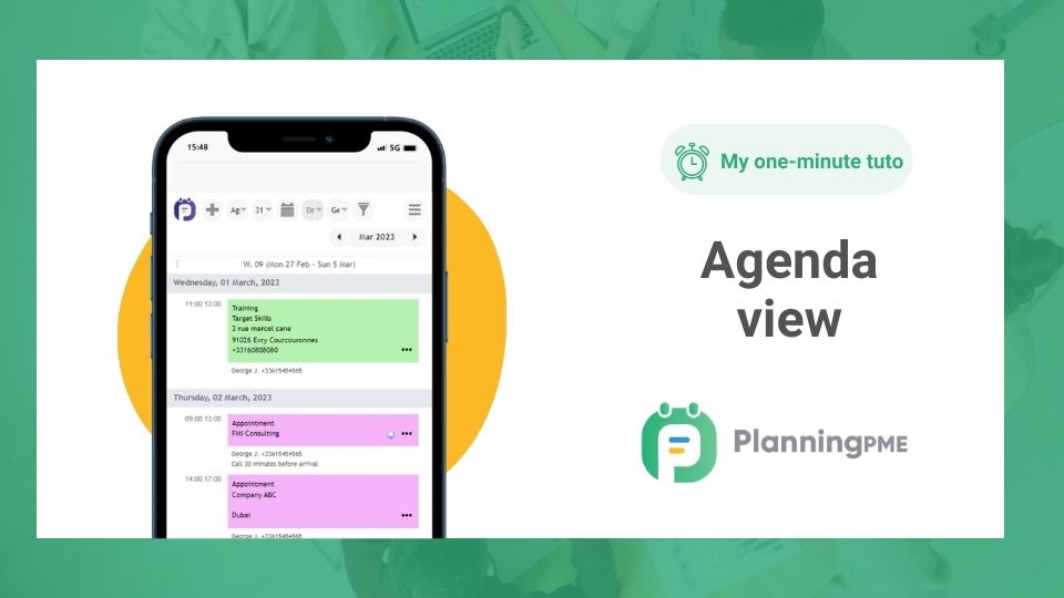 Vista da agenda, uma vista de planeamento optimizada para smartphones